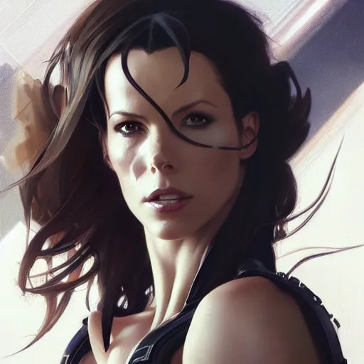 Prompt: kate beckinsdale as aeon flux profile picture by greg rutkowski, dynamic pose, intricate, futuristic, fantasy, elegant, by stanley artgerm lau, greg rutkowski, thomas kindkade, alphonse mucha, loish, norman rockwell,