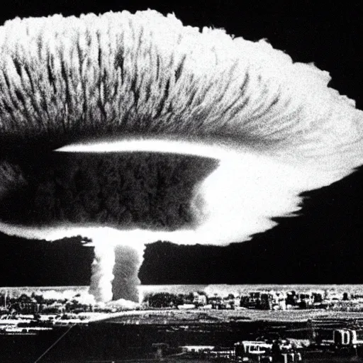 Prompt: nuclear bomb a millisecond after detonation