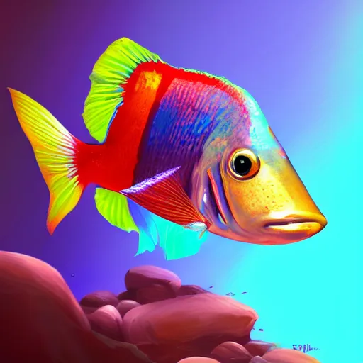 Image similar to A beatiful beta fish full of color, shiny, digital art, trending on artstation, award winning, 8k