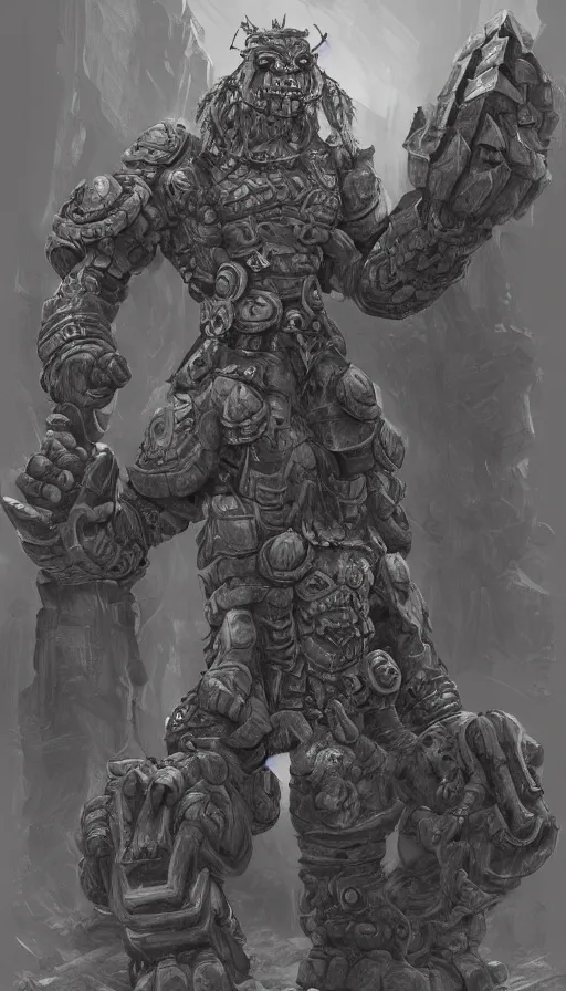 Image similar to A giant sandstone golem, intricate, detailed, World of Warcraft concept art, award winning drawing,