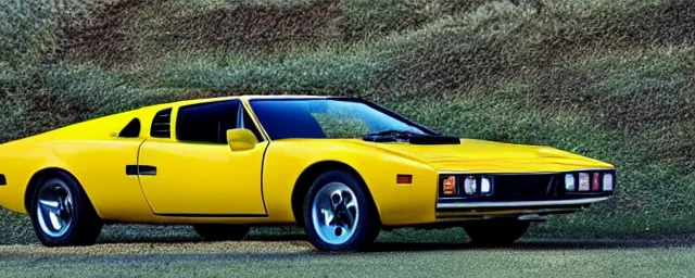 Image similar to a single 1 9 7 6 lotus esprit and 1 9 6 9 dodge charger hybrid, dslr