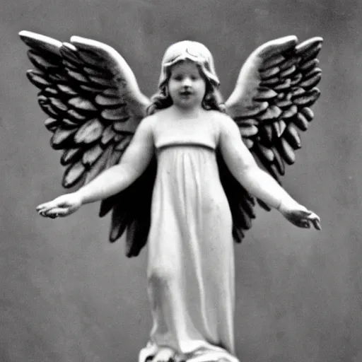 Prompt: old black and white photo of an angel, highly detailed