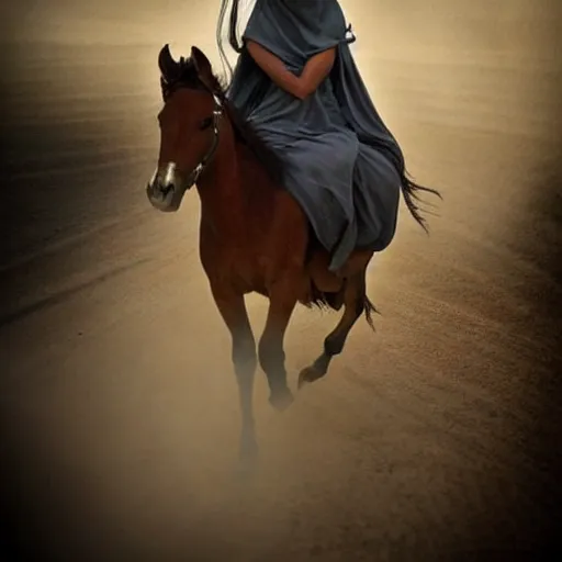 Image similar to burqa's woman, ride horse, taliban, riffle on chest, dust, cinematic, beautiful, dynamic pose, random content position, pinterest