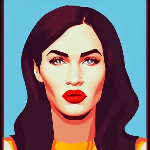 Image similar to portrait of megan fox by Tom Whalen, highly detailed, fantasy, artstation