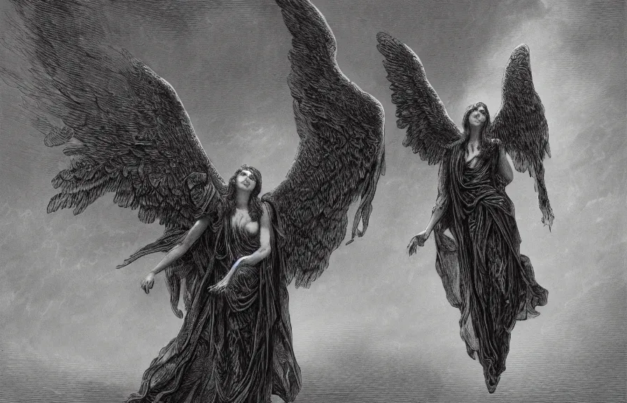 Prompt: angel of death, illustration by Gustave Dore, high resolution, 4K