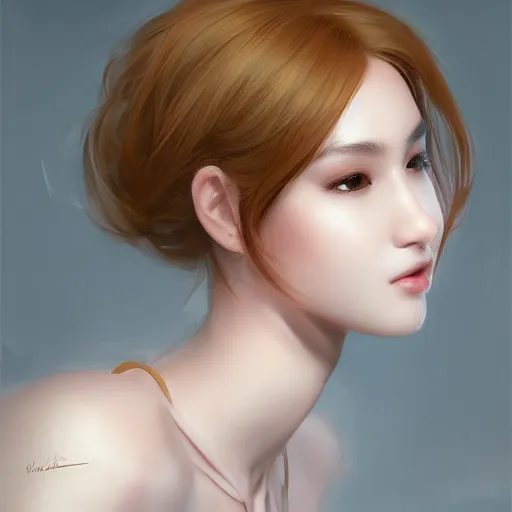 Prompt: a beautiful and elegant girl by wlop, dream, closeup headshot, 8 k, high detailed, ultra - realistic painting, trending on artstation, cg rendering.