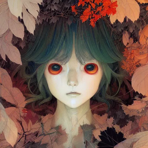 Image similar to prompt : forest character portrait soft light painted by james jean and katsuhiro otomo and erik jones, inspired by evangeleon anime, smooth face feature, intricate oil painting, high detail illustration, sharp high detail, manga and anime 1 9 9 9