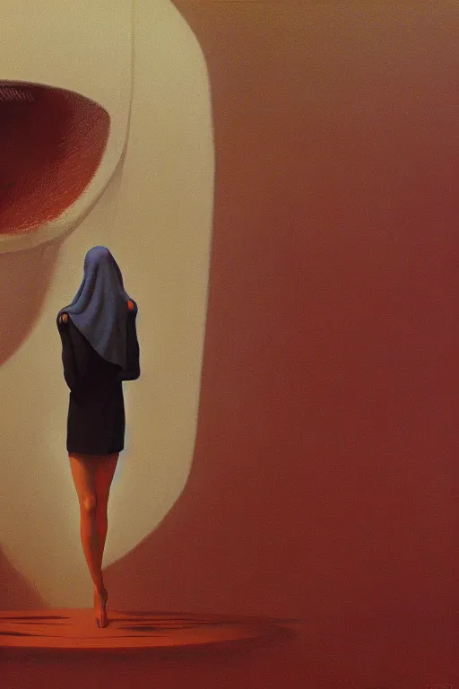 Prompt: surveilans girl wearing oculus over his head to escape from dystopian edward hopper and james gilleard, zdzislaw beksisnski, higly detailed