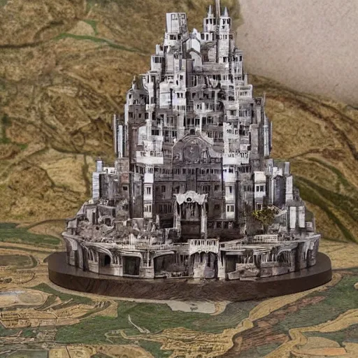 Prompt: the lord of the rings, minis tirith, in the style of wes anderson