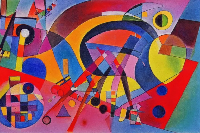 Image similar to rush hour, in style of Kandinsky,