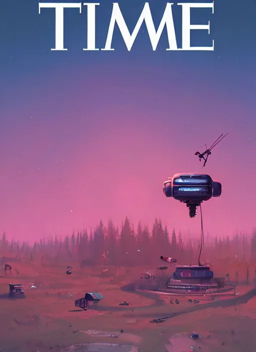 Prompt: TIME magazine cover, the coming AI singularity, by Simon Stalenhag, 4k