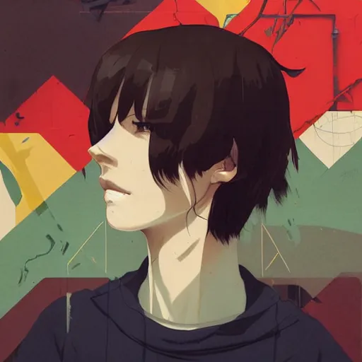 Image similar to Makise Kurisu profile picture by Sachin Teng, asymmetrical, Organic Painting , Matte Painting, geometric shapes, hard edges, graffiti, street art:2 by Sachin Teng:4