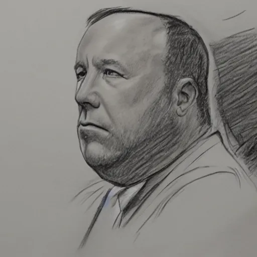 Image similar to Alex Jones in court pencil sketch