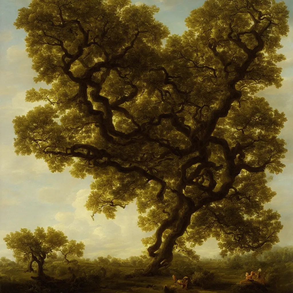 Prompt: an oak tree by rachel ruysch, 1 6 9 5