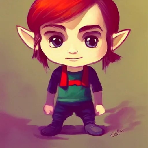 Image similar to attractive little boy character inspired in little hood red and link from legend of zelda, digital artwork made by lois van barlee, james jean and rhads