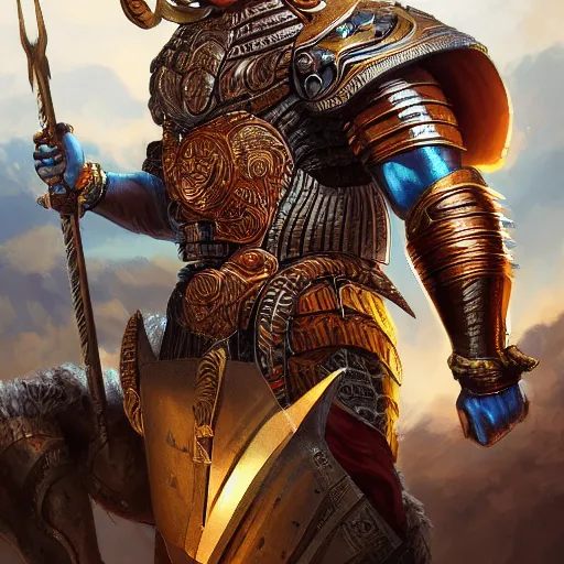 Prompt: highly detailed full body portrait of the god Ares in full hoplite armor, digital art, concept art, character art, cinematic lightning, bright colors, intricate, masterpiece, photorealistic, hiperrealistic, sharp focus, high contrast, Artstation HQ, DeviantArt trending, 4k UHD, Unreal Engine 5