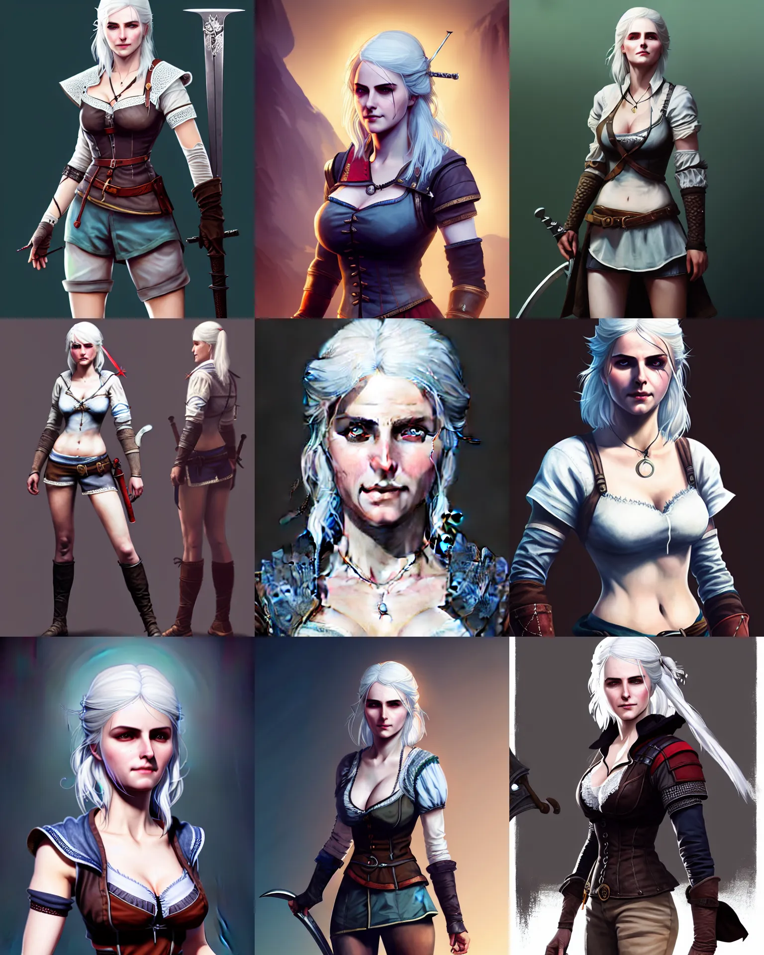 Prompt: full body character concept art of ciri from the witcher 3 | | distinct - fine, key visual, realistic shaded perfect face, fine details by stanley artgerm lau, wlop, rossdraws, james jean, andrei riabovitchev, marc simonetti, sakimichan, and jakub rebelka, trending on artstation