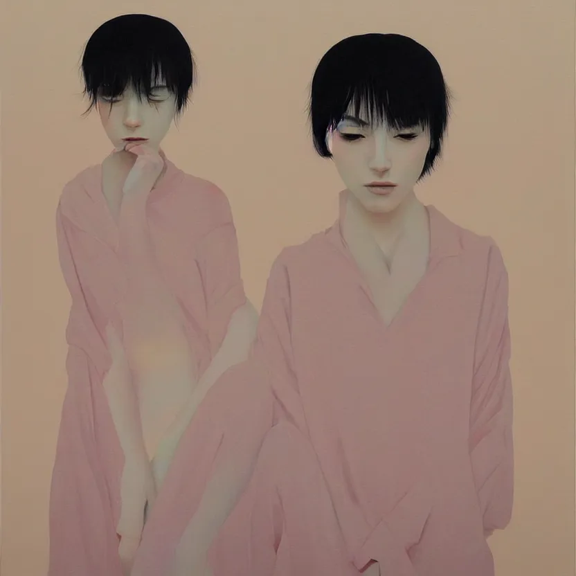 Prompt: neo - pop fine art figurative painting by yoshitomo nara in an aesthetically pleasing natural and pastel color tones, modern western pop culture influences