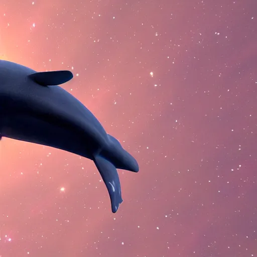 Image similar to whale spaceship flying near a red dwarf star