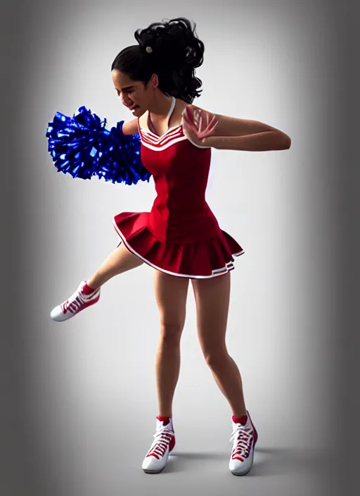 Prompt: amy santiago as a cheerleader, elegant, hyper detailed, ultra definition, photoreal, artstation, unreal engine rendered, concept art, smooth, sharp focus, illustration