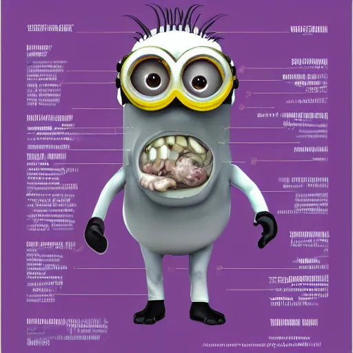 Image similar to A detailed biological anatomy of a minion