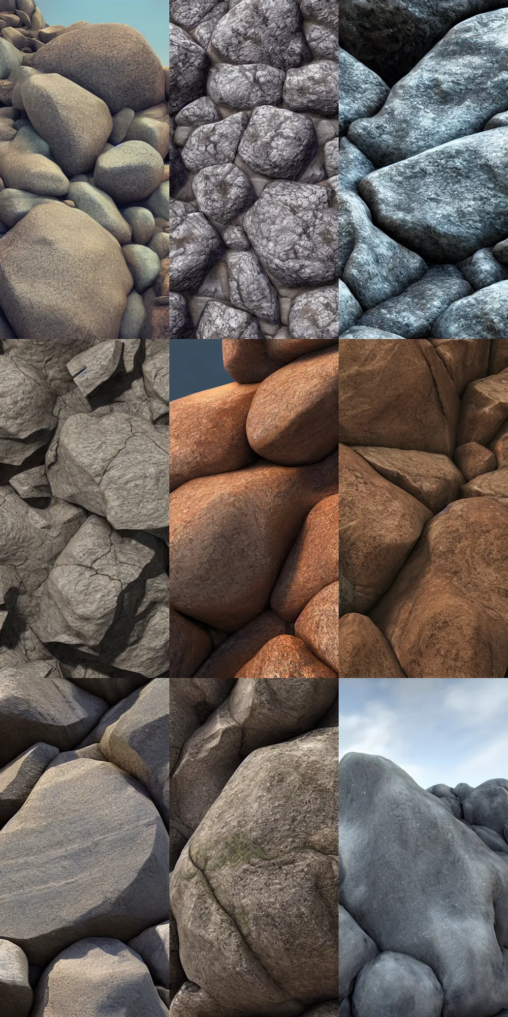 Prompt: Beautiful rock texture in a mountain landscape, raytracing, 8k, octane render, volumetric, vivid, beautiful, hyperrealism”