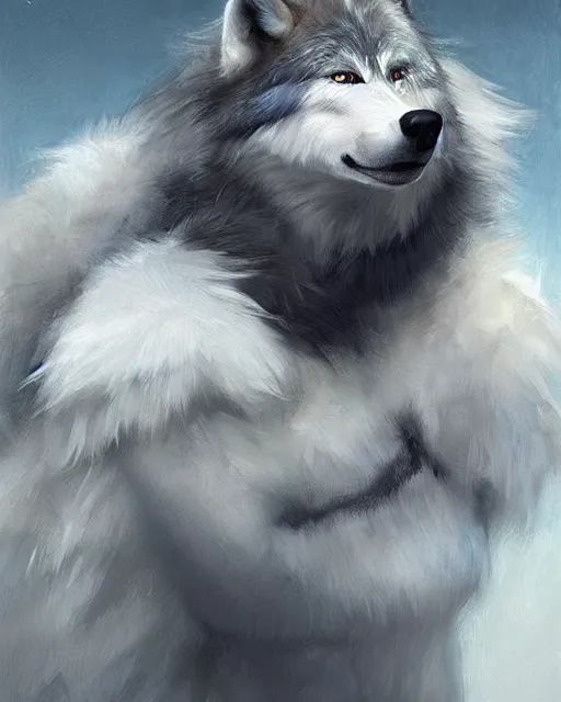 Prompt: a anthropomorphic wolf race car driver with white fur. Renowned character illustration by by Edgar Maxence and Ross Tran