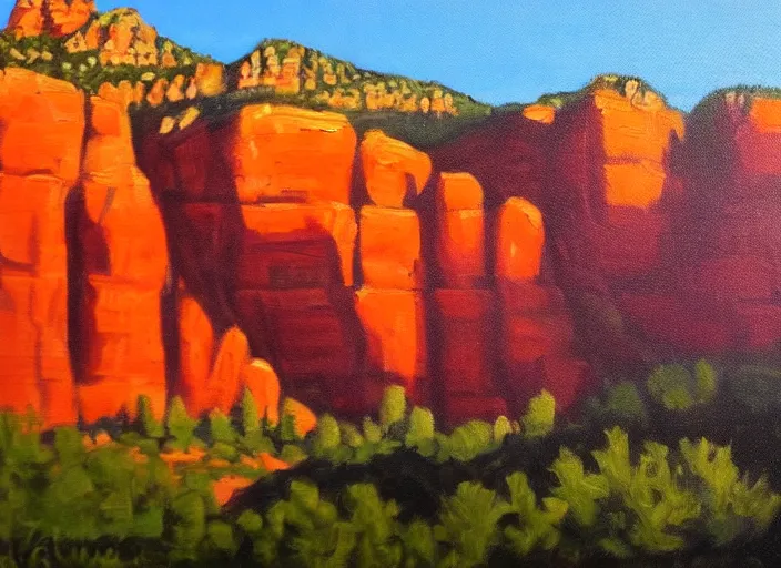 Prompt: sedona, arizona in the style of hudson river school of art, oil on canvas