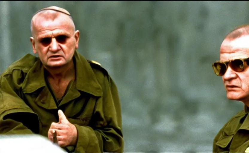 Image similar to Old Karol Wojtyła in a still from the movie Full Metal Jacket (1987), 4k, high quality