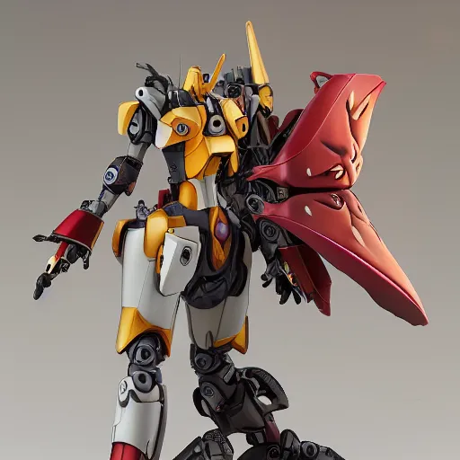 Image similar to futuristic nymphaea mecha waterlily upper body, sepals forming helmet, floral details, waterlily, 8 k hd resolution, barbatos gundam with floral inlay, bandai box art, star wars, makoto kobayashi, frank gehry, raymond swanland