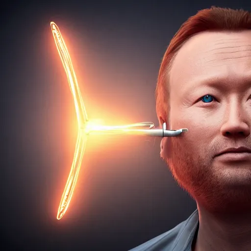 Image similar to limmy holding element 1 1 5, realistic, wide shot, dramatic lighting, hyper realistic, high quality, highly detailed, hd, beautiful, cinematic, 8 k, unreal engine, facial accuracy, symmetrical,