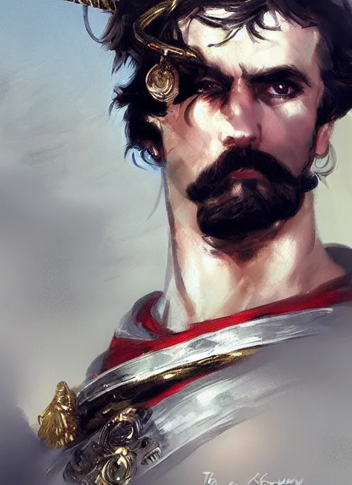 Image similar to close up concept art of an ancient greek general, by ilya kuvshinov, by thomas lawrence, by bayard wu