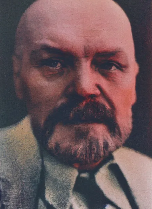 Prompt: hyper detailed bright photograph of lenin ulyanov by don mccullin, color, dslr