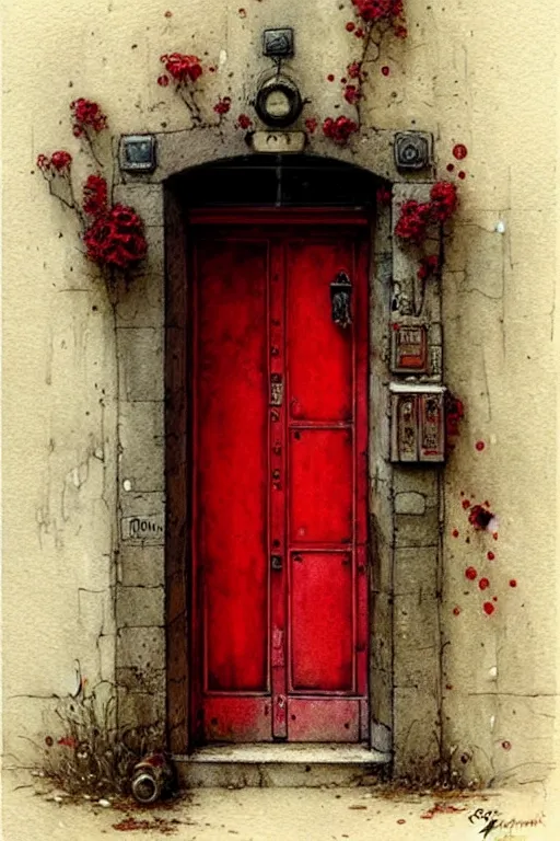 Prompt: ( ( ( ( ( decaorated red door, intricate. muted colors. ) ) ) ) ) by jean - baptiste monge!!!!!!!!!!!!!!!!!!!!!!!!!!!