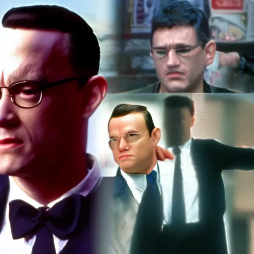 Image similar to Forrest Gump in The Matrix, live action movies, rtx on, stunning visuals, movie parodies, tom hanks as Neo