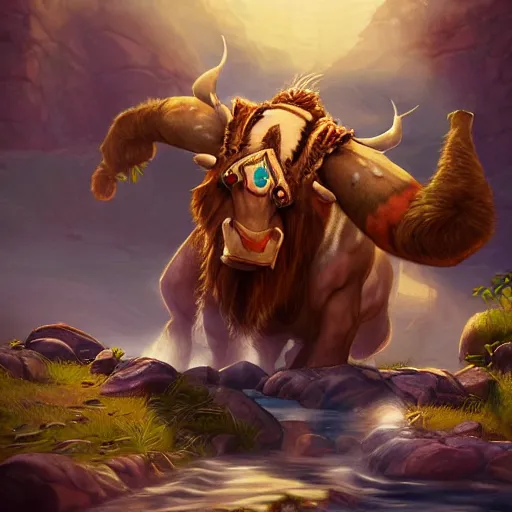 Image similar to Tauren Hotsprings warcraft fanart trending on artstation