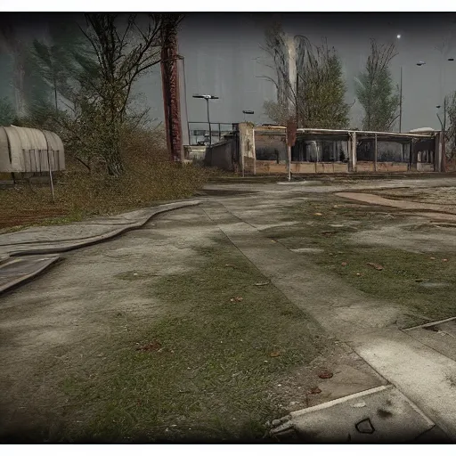 Image similar to retro-futuristic fallout abandoned park fog ultrarealistic photorealistic 8k