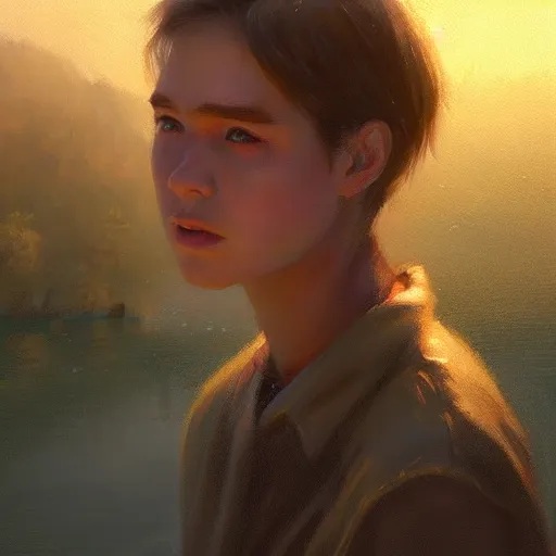 Prompt: real life timmy turner portrait, dramatic light, lake background, 2 0 0 mm focal length, painted by stanley lau, painted by greg rutkowski, painted by stanley artgerm, digital art, trending on artstation