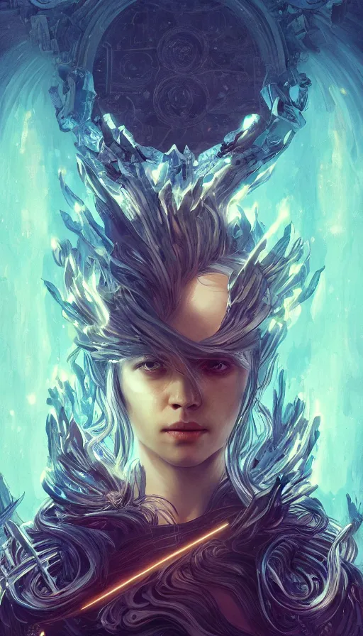 Prompt: fame of thrones, neon, fibonacci, sweat drops, insane, intricate, highly detailed, digital painting, artstation, concept art, smooth, sharp focus, illustration, Unreal Engine 5, 8K, art by artgerm and greg rutkowski and alphonse mucha