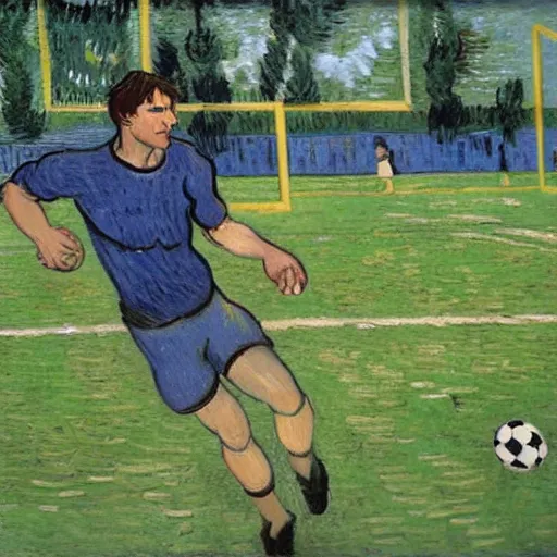 Image similar to Tom Cruise playing football by Van Gogh