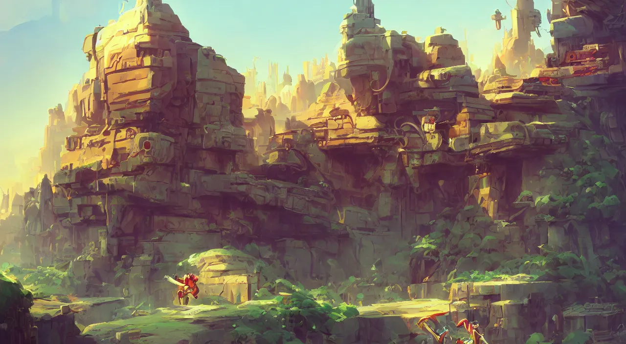 Image similar to grounded camera low angle arabian marketplace skyup vivid tissu color fabric greeble block jungle dirt wall fortress volume lighting video game icon, 2 d game art gta cover, official fanart behance hd artstation by jesper ejsing, by rhads, makoto shinkai and lois van baarle, ilya kuvshinov, rossdraws