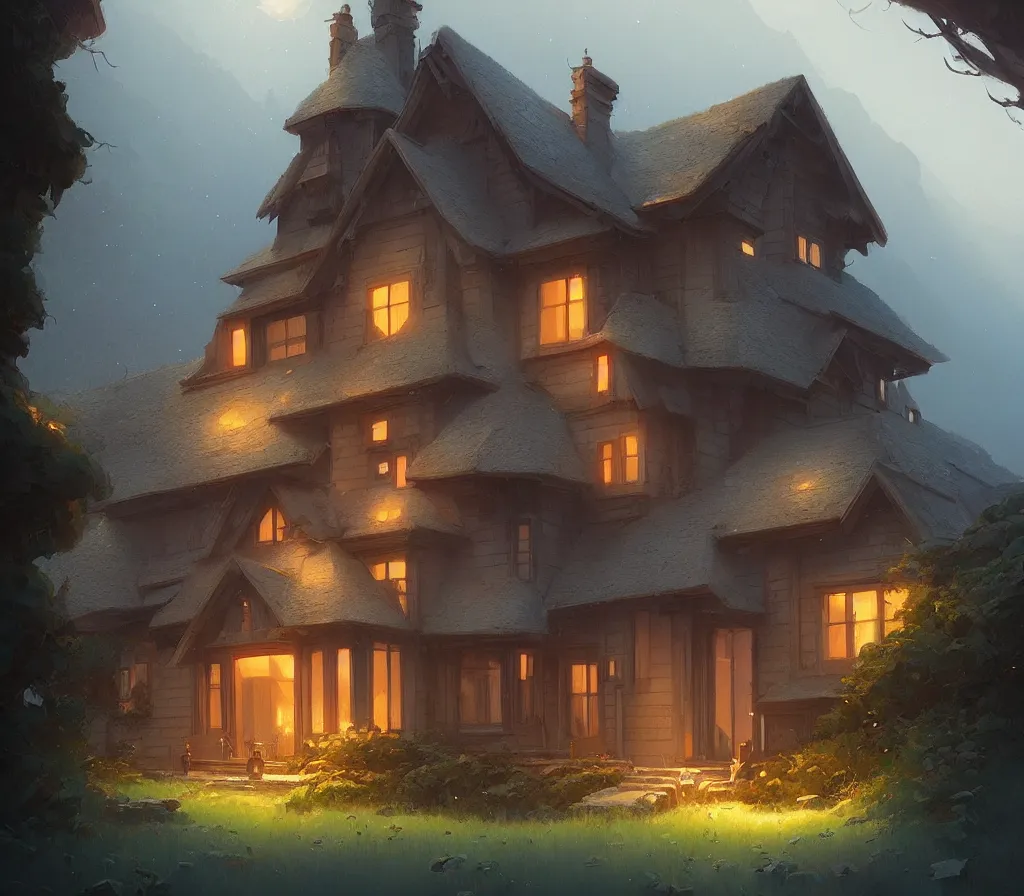 Image similar to beautiful house in big sur, details, sharp focus, illustration, by jordan grimmer and greg rutkowski, trending artstation, pixiv, digital art