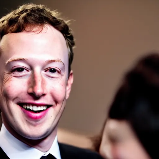 Prompt: photography portrait of handsome young love child of Elon Musk and Mark Zuckerberg smiling wearing a suit, elegant