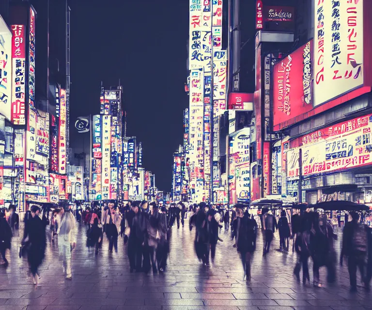 Prompt: pedestrians at nightime in akihabara by artgerm, portrait, intricate, face, symmetrical eyes, tokyo akihabara street cityscape, elegant, beautiful, highly detailed, dramatic lighting, sharp focus, trending on artstation, artstationhd, artstationhq, unreal engine, 4 k, 8 k