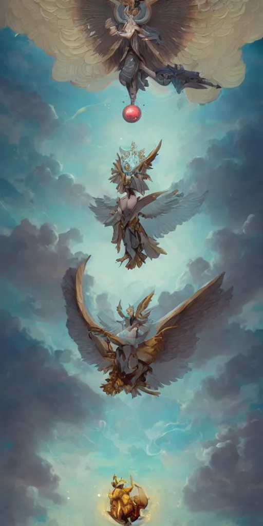 Prompt: Celestial corgi god with wings, by Peter Mohrbacher and Goro Fujita, trending on Artstation, 8k, masterpiece, graffiti, hiphop, tarot card