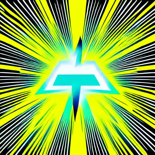 Image similar to electric hazard lightning bolt, 4K HD, vector art, yellow cyan and green palette