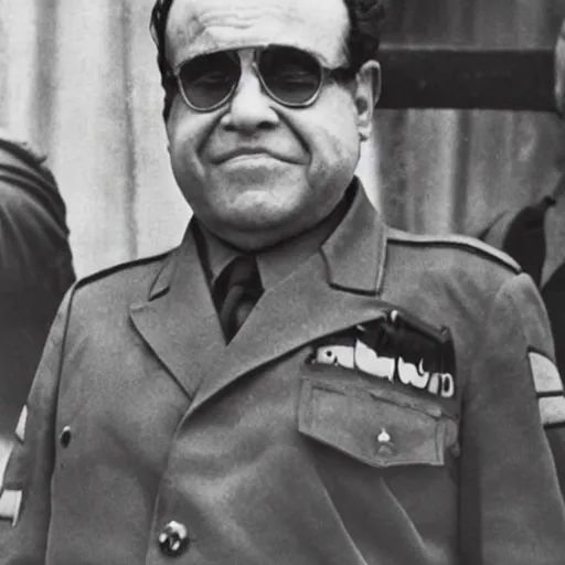 Image similar to portrait photograph of danny devito as a soviet officer in ww 2