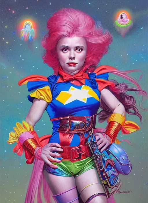 Prompt: portrait of Rainbow Brite in Society (1989), highly detailed, centered, solid color background, digital painting, artstation, concept art, smooth, sharp focus, illustration, artgerm, donato giancola, Joseph Christian Leyendecker, Les Edwards, Ed Repka, WLOP, Artgerm