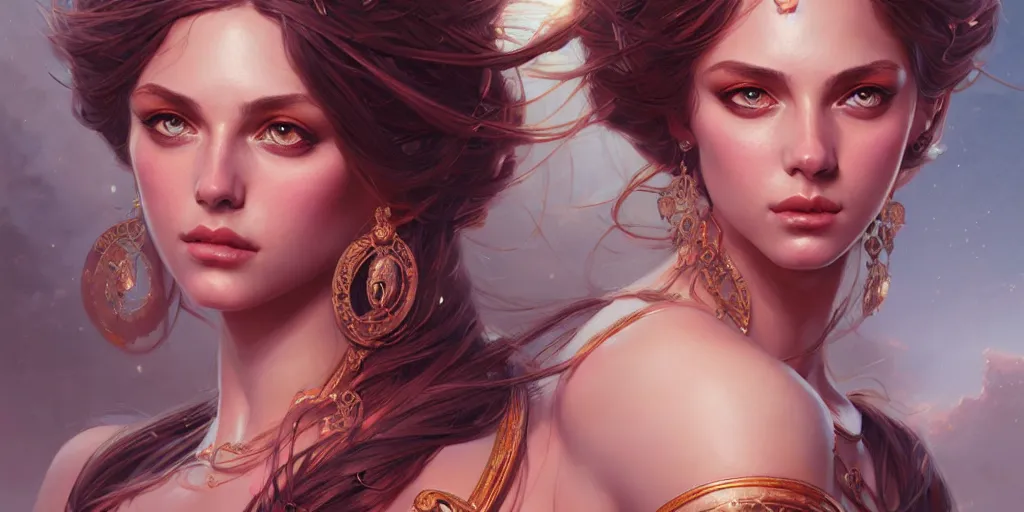 Image similar to portrait of a seductive and powerful aphrodite, detailed intricate illustration, detailed illustration, hd, 4 k, digital art, overdetailed art, by greg rutkowski, by loish, complementing colors, trending on artstation, deviantart