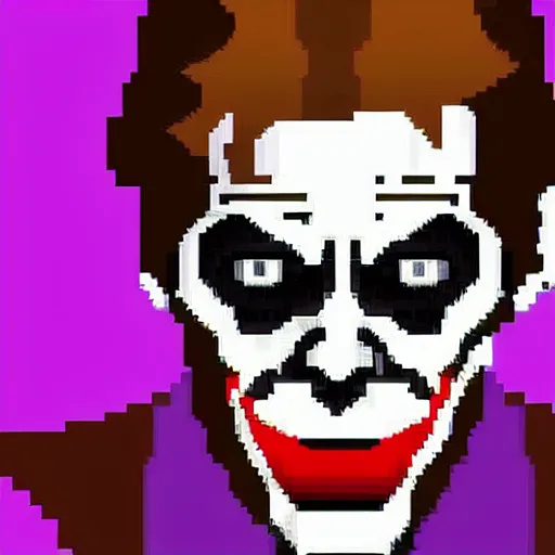 Image similar to Pixel art of Willem Dafoe as the Joker